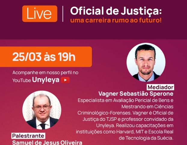 LIVE NESTA QUINTA-FEIRA DEBATE O FUTURO DA CARREIRA DO OFICIAL DE JUSTIÇA  COM PARTICIPAÇÃO DE FILIADO À ASSOJAF 